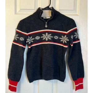 Neve Designs Annika 100% Wool Wintery Pattern 1/4 Zip Women’s Sweater Size Small